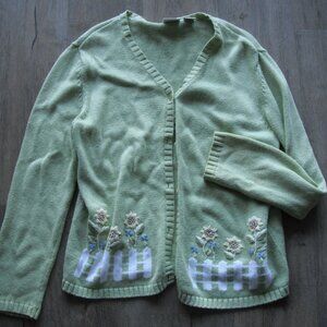 Classic Elements Vintage Womens Cardigan Sunflowers Cottagecore Size M